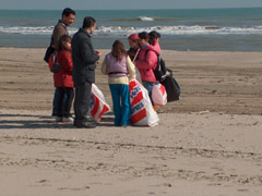 la pulizia della spiaggia